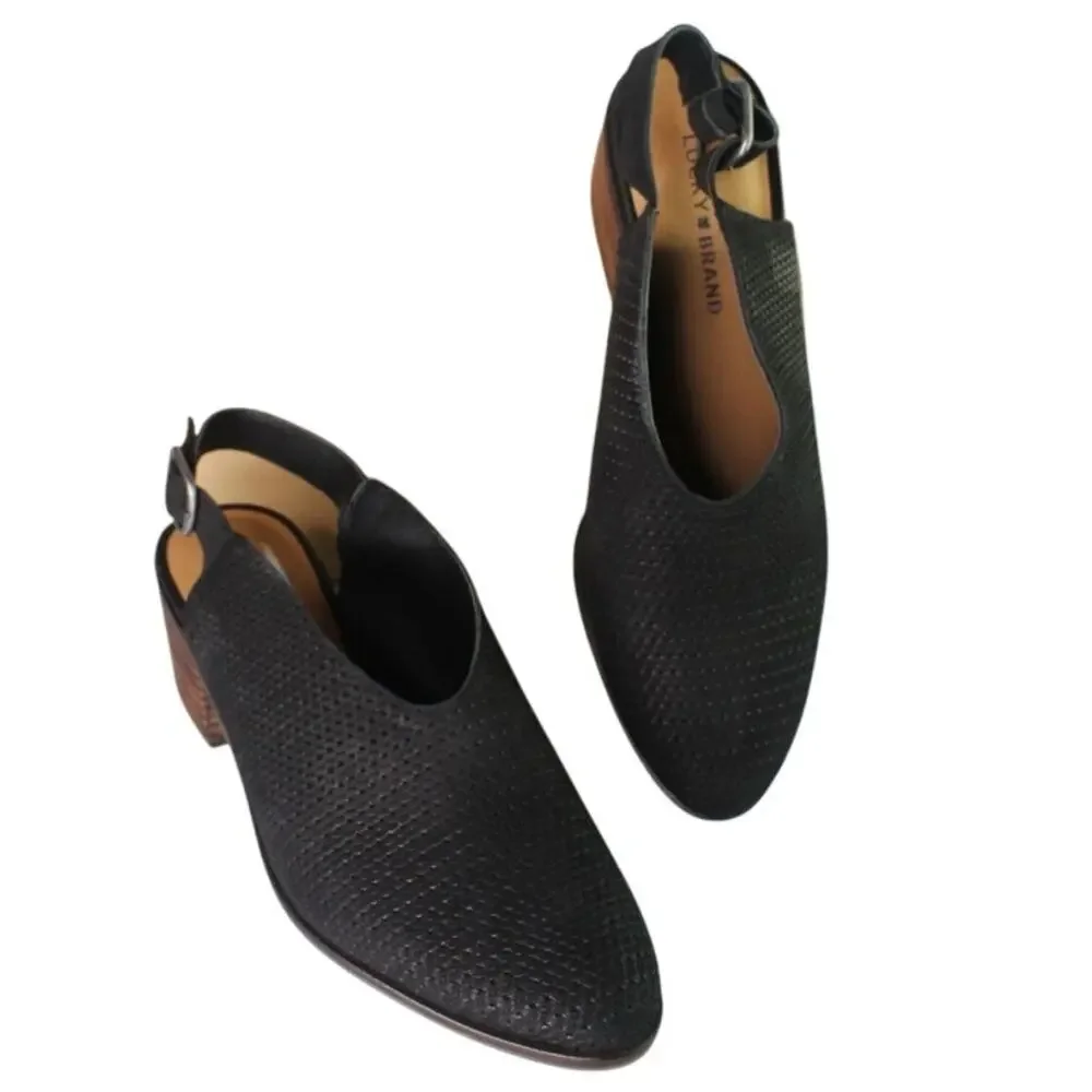 Lucky Brand | Size 6 Lideton Black Leather Mules Slingback Sandals
